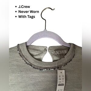J. Crew Gray Embellished Sweater